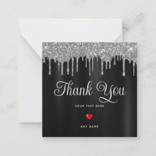 Elegant Black & Silver Custom Thank You Card