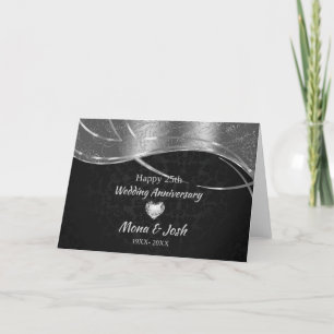 Elegant Black & Silver Damask Card