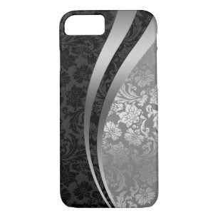 Elegant Black & Silver Damasks Dynamic Stripes iPhone 8/7 Case