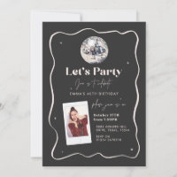 Elegant Black & Silver Disco Ball 18th Birthday
