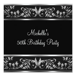 Black And Silver Birthday Invitations 10