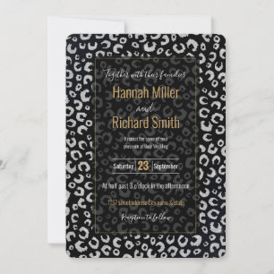 Elegant Black Silver Glitter Leopard Pattern