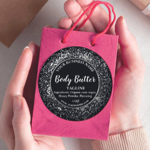 Elegant Black Silver Glitter product label