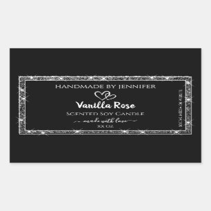 Elegant Black Silver Glitter Stars Product Labels