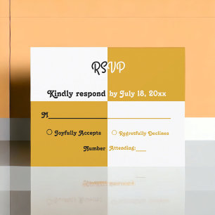 Elegant Black Silver Gold Modern Simple Wedding RSVP Card