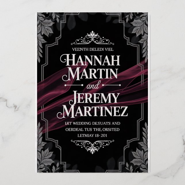 Elegant Black & Silver Gothic Wedding Invitation – (Front)