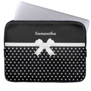 Elegant Black & Silver Grey Diamonds Laptop Sleeve