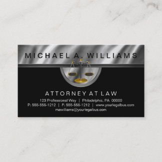 Elegant Black | Silver Lawyer Legal Law Business Business Card