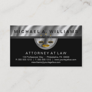 Elegant Black   Silver Lawyer Legal Law Business Card