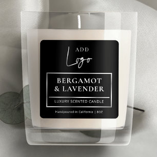 Elegant Black Silver Logo Candle Jar Product Label
