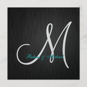 Elegant Black & Silver Monogram Wedding Invitation