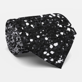 Elegant Black & Silver Ombre Glitter Sparkle Tie