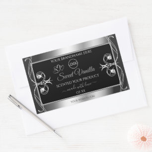 Elegant Black Silver Product Labels Diamonds Logo
