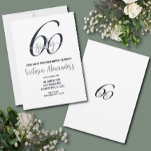 Elegant Black Silver Script 60th Birthday 