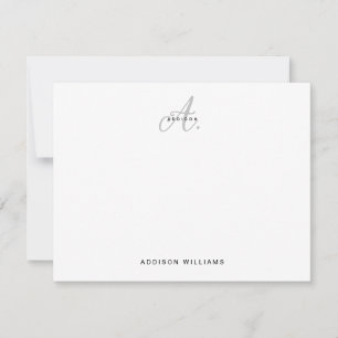 Elegant Black Silver Script Grey Monogram Card