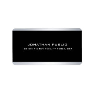 Elegant Black Silver Simple Modern Trendy Plain Label