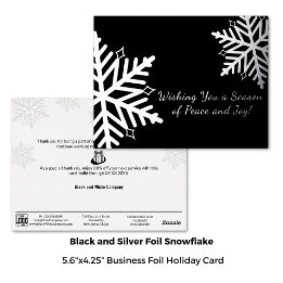 Elegant Black Silver Winter Snowflake Business Foil Holiday Postcard