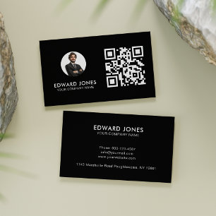 Elegant Black Simple Contact Info Business Card