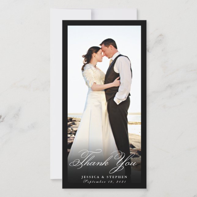 Elegant Black Simple Thank You 8x4 Photo Card (Front)