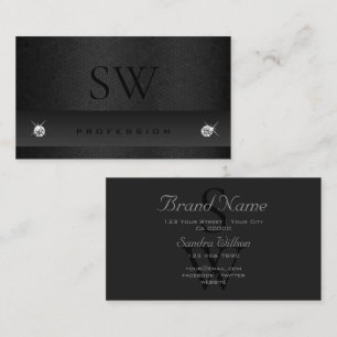 Elegant Black Snake Pattern Dark Colours Monogram Business Card