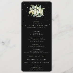 Elegant Black Snowberry+Eucalyptus Bouquet Wedding Program