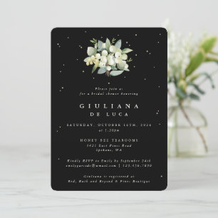 Elegant Black Snowberry+Eucalyptus Bridal Shower Invitation