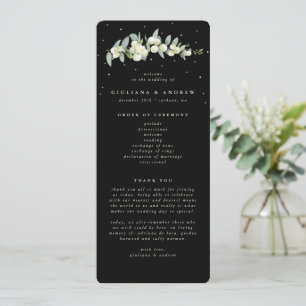 Elegant Black Snowberry+Eucalyptus Stem Wedding Program
