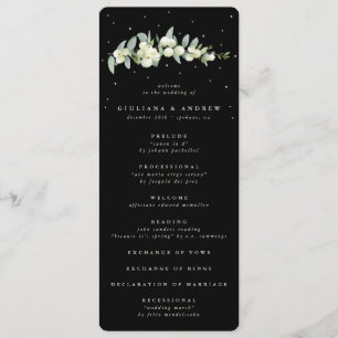 Elegant Black Snowberry+Eucalyptus Stem Wedding Program