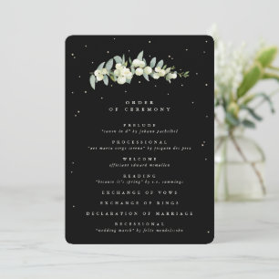 Elegant Black Snowberry+Eucalyptus Stem Wedding Program
