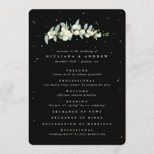 Elegant Black Snowberry+Eucalyptus Stem Wedding Program
