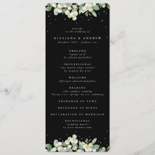Elegant Black Snowberry+Eucalyptus Winter Wedding Program