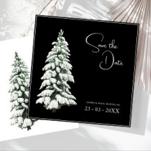 Elegant Black Snowy Christmas Tree Wedding