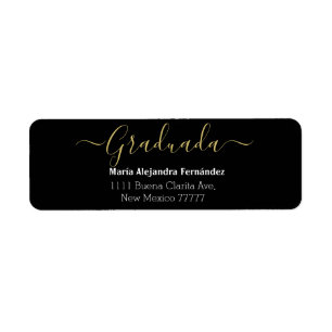 Elegant Black Spanish   Class Year Custom Return Address Label