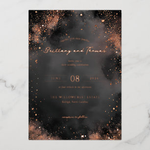 Elegant Black Sparkle Wedding Invitations