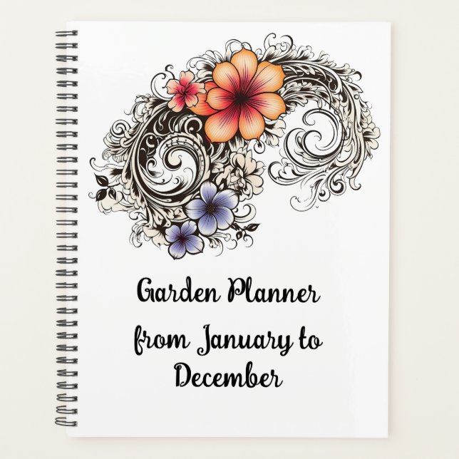  Elegant Black Spiral Garden Plan Planner (Front)