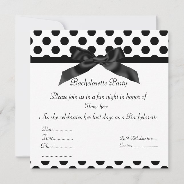ELEGANT BLACK SPOT BACHELORETTE PARTY INVITATION (Front)