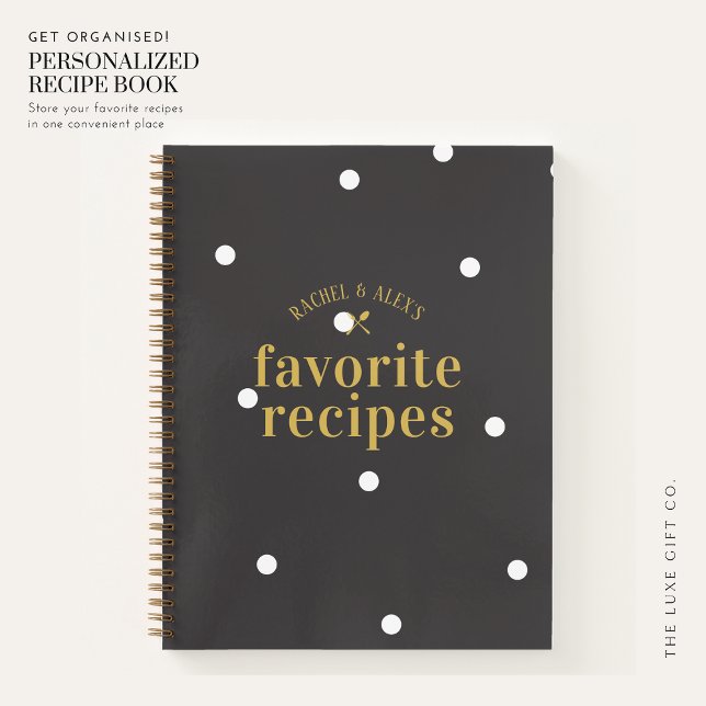 Elegant Black Spot Couples Newlyweds Recipe Notebook (Creator Uploaded)