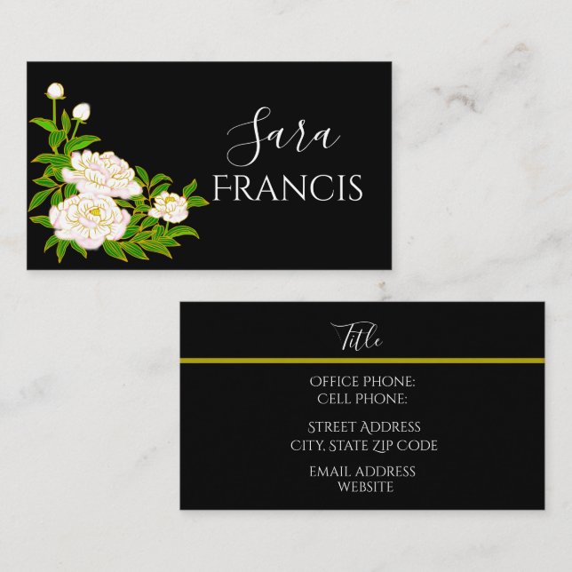 Elegant Black Standard, 3.5" x 2.0" Business Card (Front/Back)