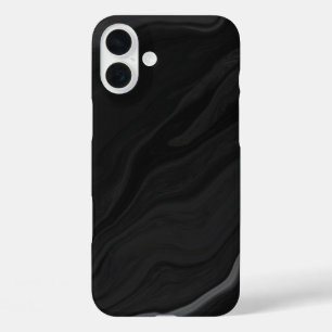 Elegant Black Stone Marble Pattern iPhone 16 Plus Case