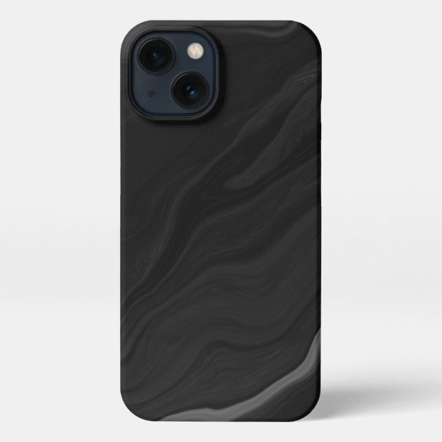 Elegant Black Stone Marble Pattern iPhone Case (Back)