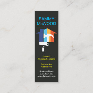 Elegant Black Striking Colorful Home Construction Mini Business Card