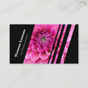 Elegant black stripes pink flower blossoms florist business card