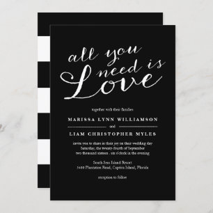 Elegant Black Stripes Wedding Invitation