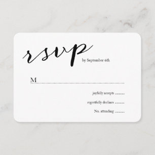 Elegant Black Stripes Wedding RSVP Card