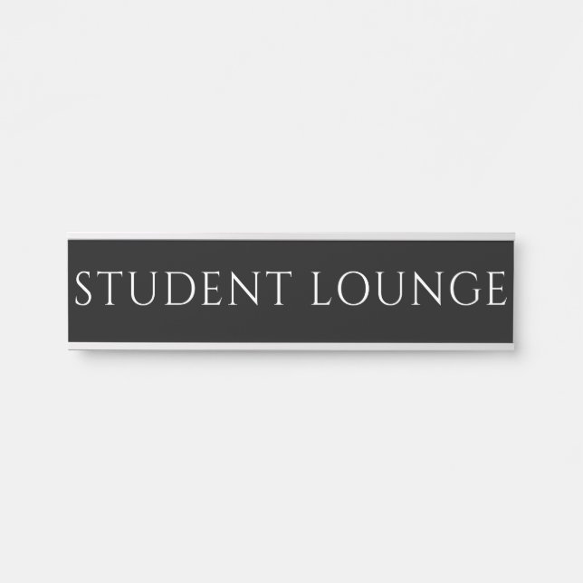 Elegant Black Student Lounge Name Plate (Front)