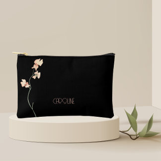  Elegant Black Stylish Floral Boho Cute  Accessory Pouch
