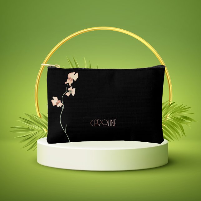  Elegant Black Stylish Floral Boho Cute  Accessory Pouch (Creator Uploaded)