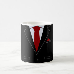 Elegant Black Suit & Red Neck Tie - Personalised Coffee Mug
