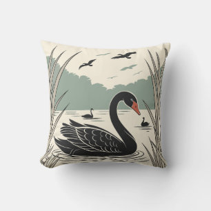Elegant Black Swan Cushion