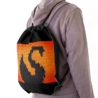 Elegant Black Swan in Sunset Artisan Crochet Print